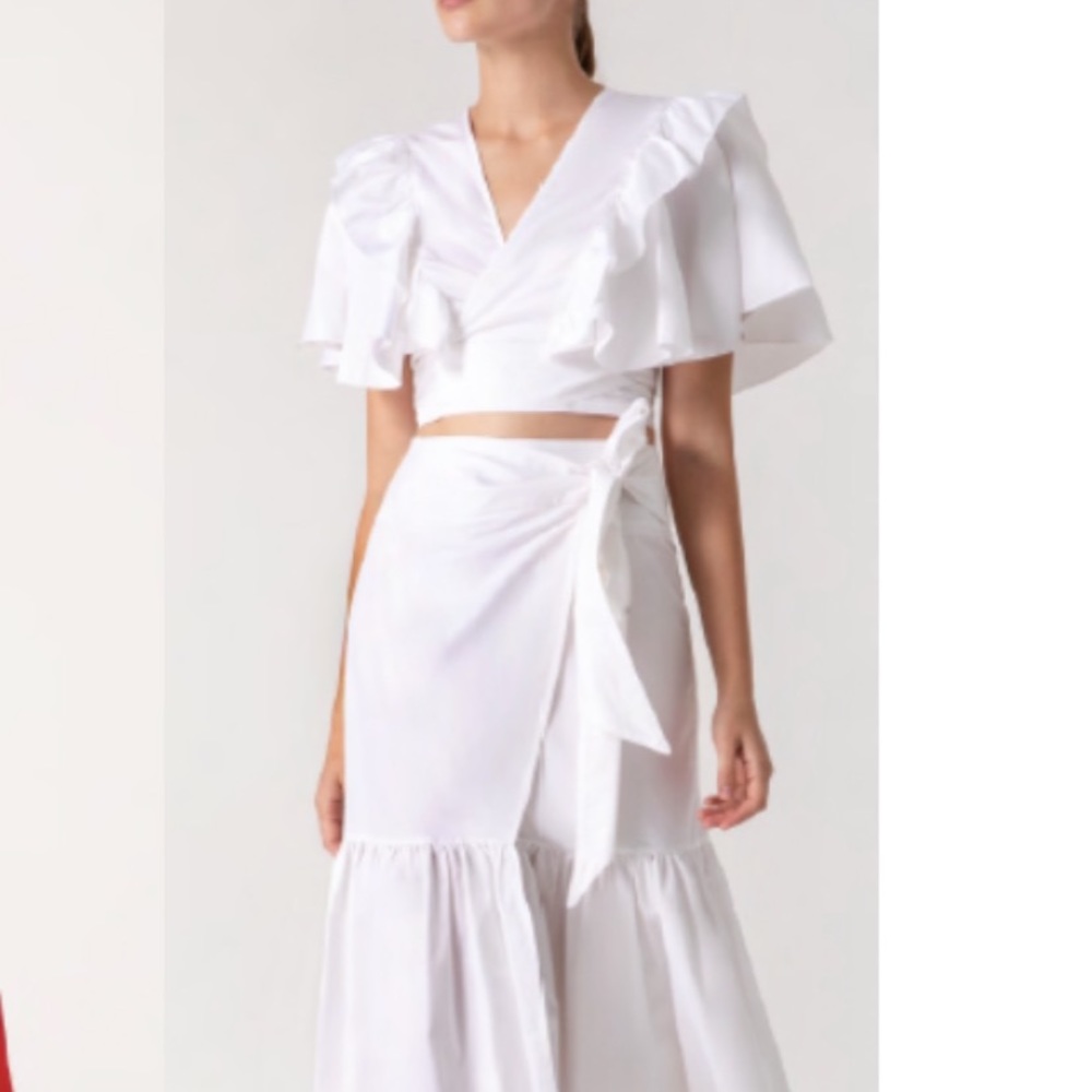 Beautiful white 100% skirt and crop top set